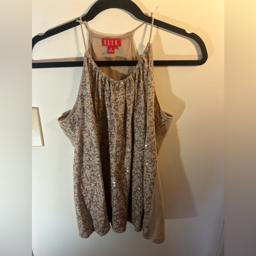 Tan sequined tank top